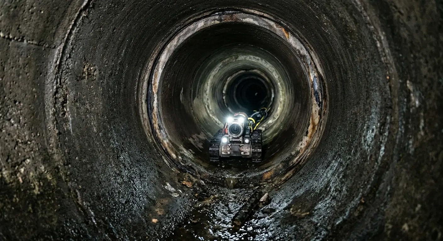 Robotic sewer camera inspecting pipe interior for Sewer Line Repair in Willistown